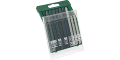10-piece saw blade box, wood/metal/plastic (T-shank)