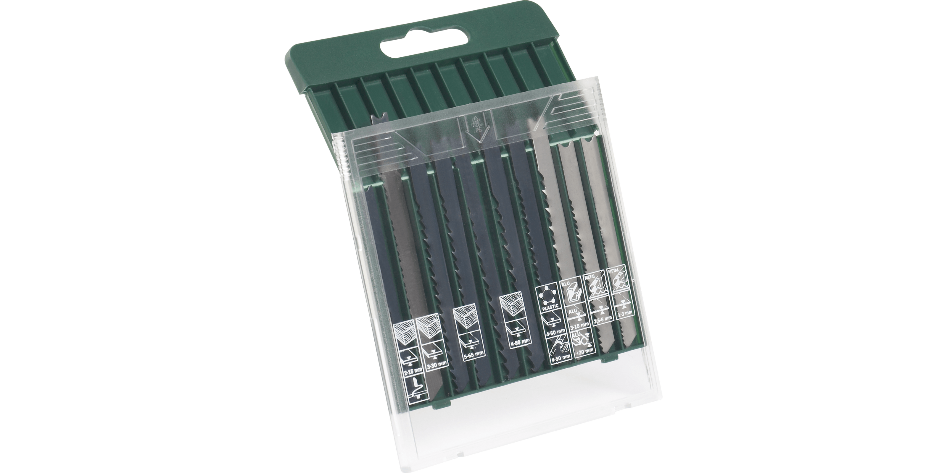 10-piece saw blade box, wood/metal/plastic (U-shank)