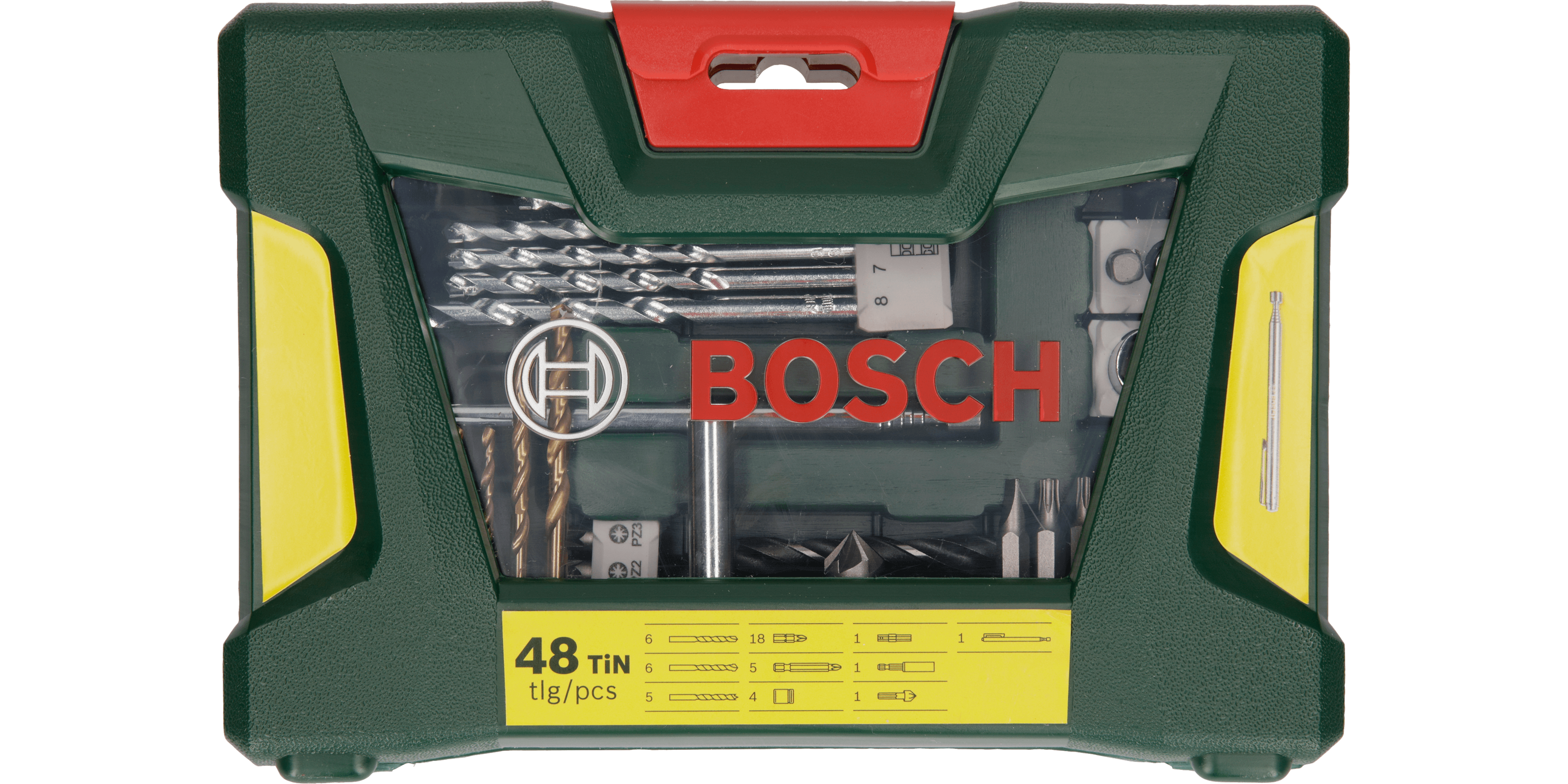 V-Line Drill- and Screwdriver Bit Set TiN-coated 48 pieces with Magnetic Stick
