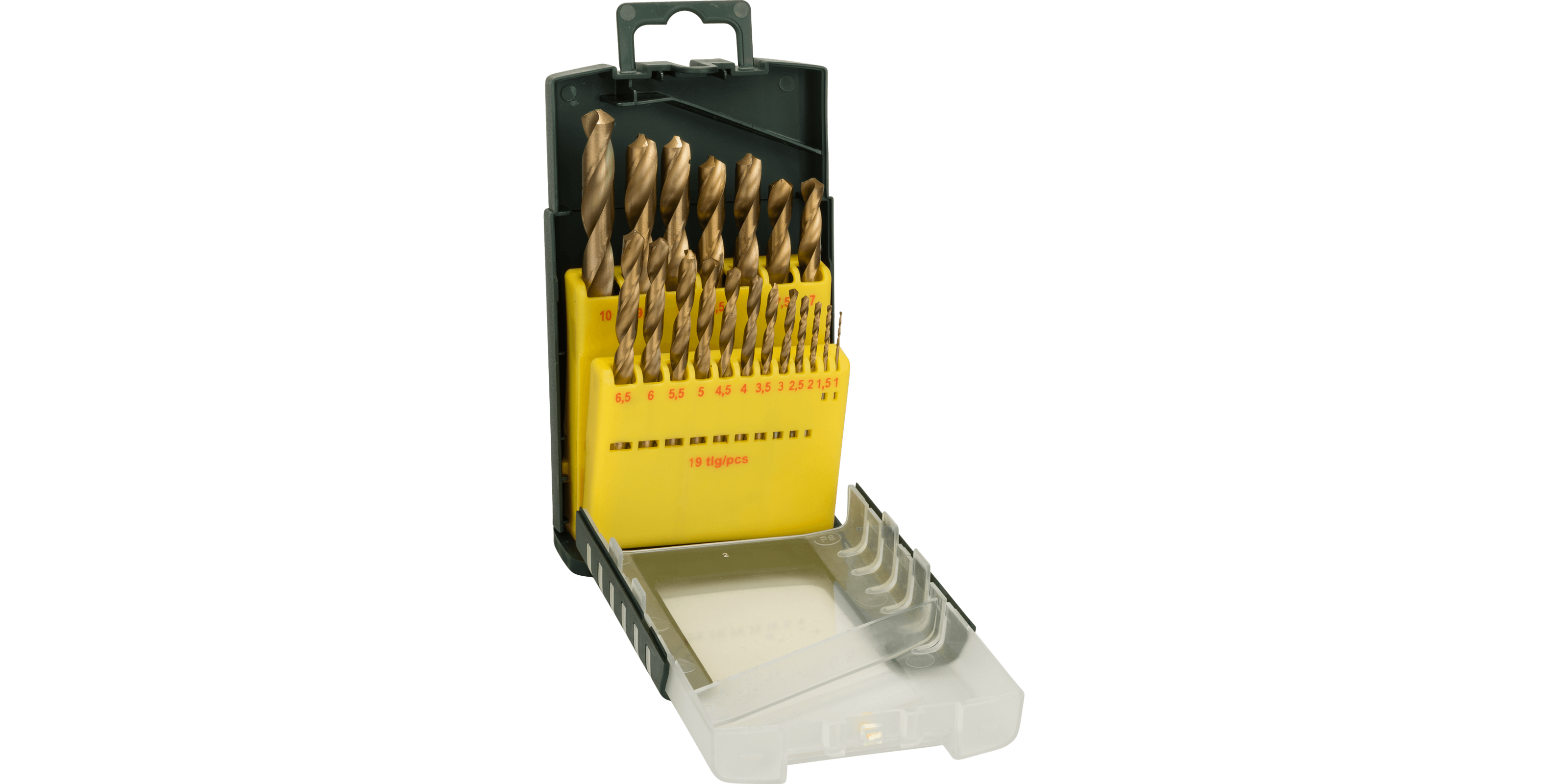 Metal Drill Bit HSS-TiN, DIN 338 Set 19 Pieces