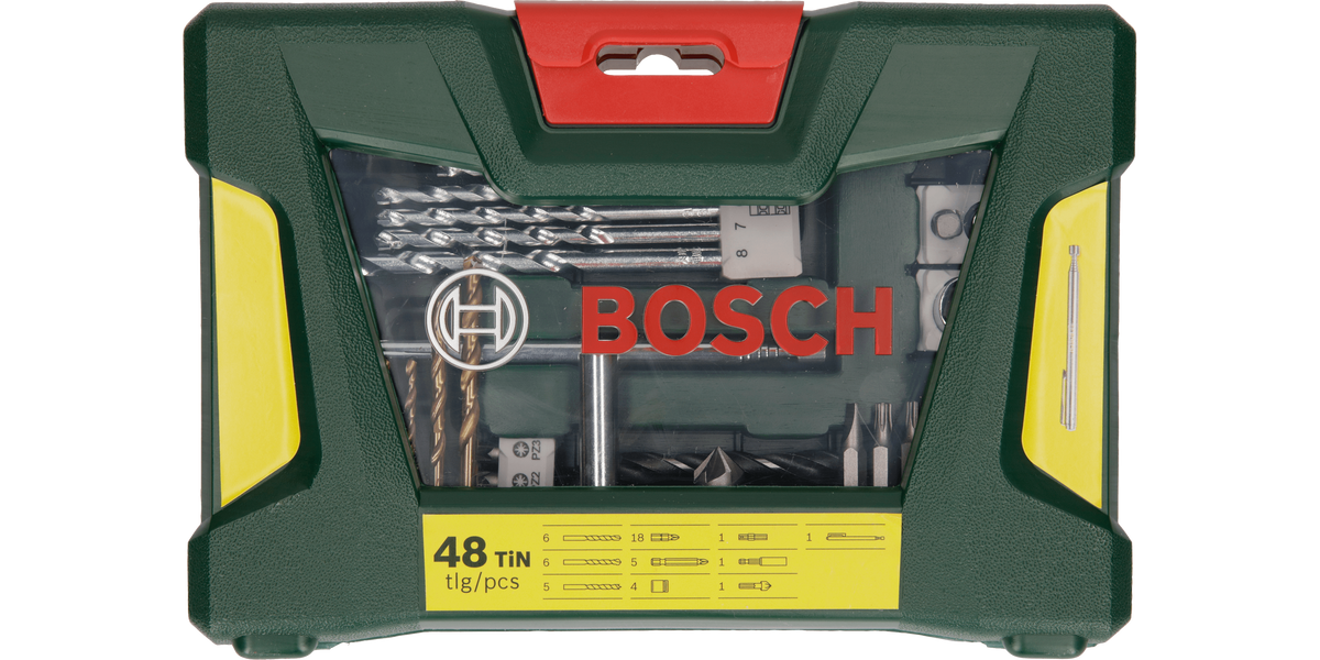 V-Line Drill- and Screwdriver Bit Set TiN-coated 48 pieces with Magnetic Stick
