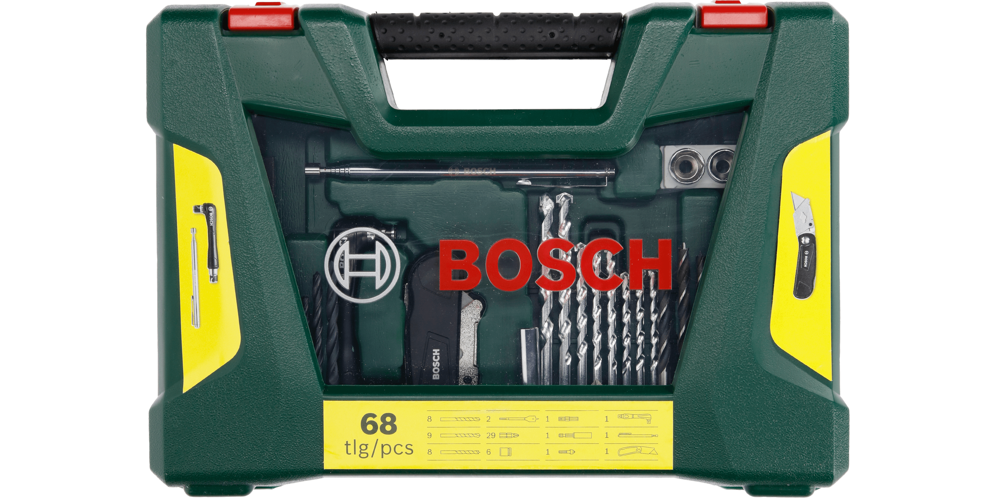 Classic V-Line Drill and Screwdriver Bit Set 68 Pieces with folding knife, magnetic stick and angle driver