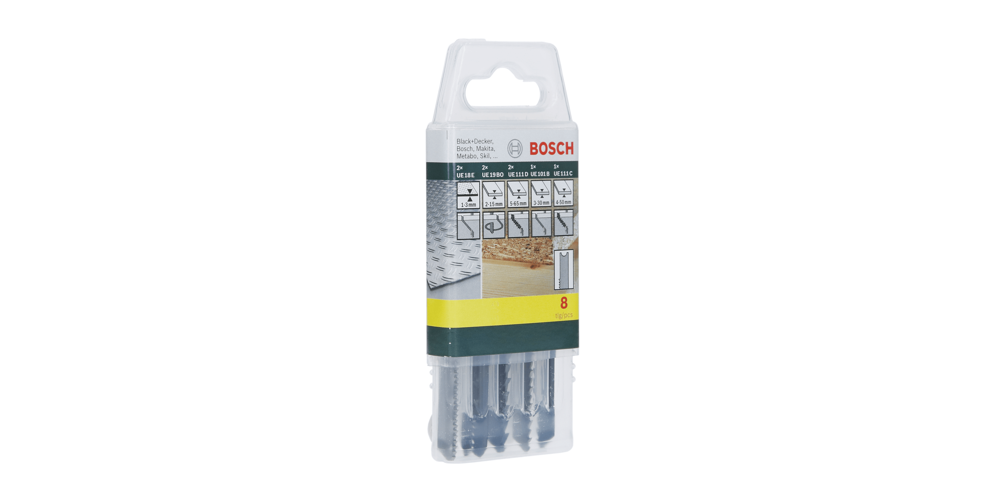 8-piece saw blade box, wood/metal/plastic (U-shank)