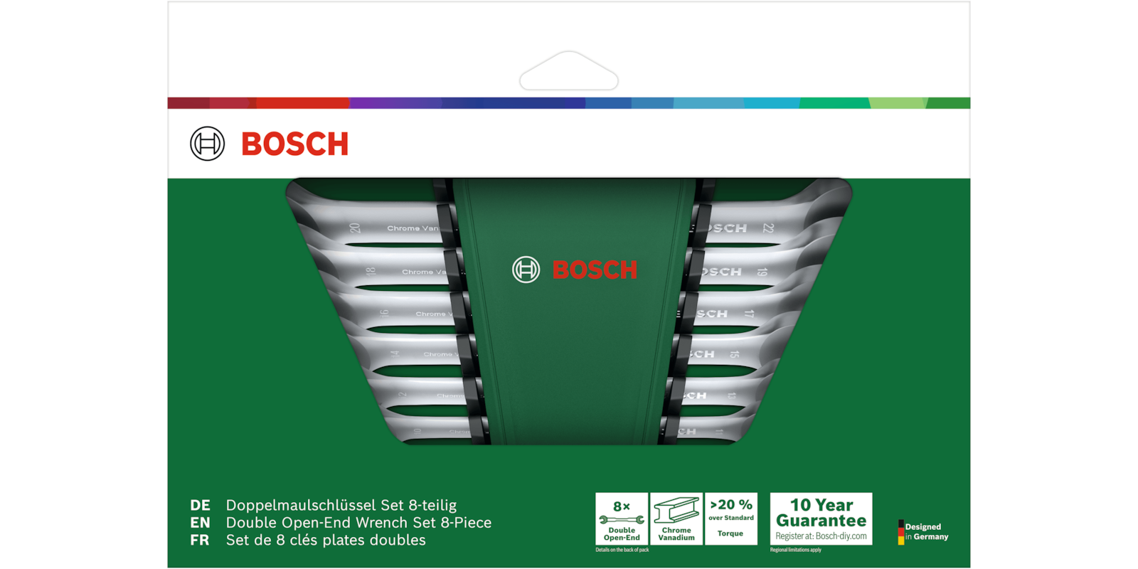 Double Open-End Wrench Set 8-Piece