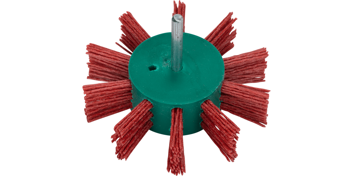 Flap brush for drills - Nylon wire with aluminium oxide coated abrasive K80, 100 mm